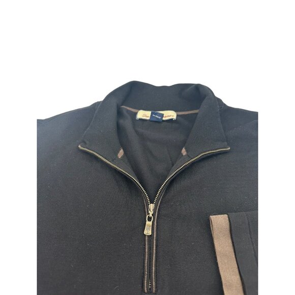 Tommy Bahama 1/4 Zip Black Brown Mens Pullover Sweater Size XL Silk/Nylon - Picture 5 of 6